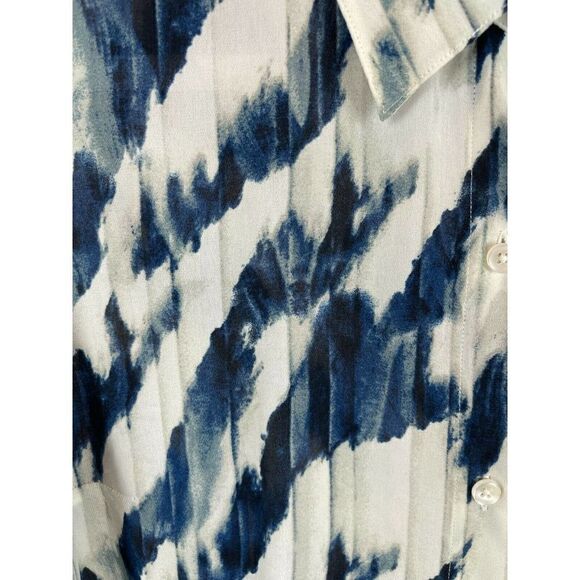 CABI striped white cream blue button down shirt top blouse collared size SM S - Picture 3 of 8
